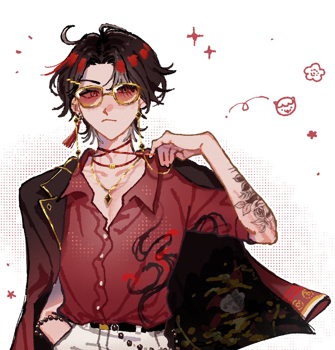 Vox with short hair and glasses!! I tried to make a new outfit for him but i'm not the best lol. (It's not a new luxiem outfit without looking like a lesbian aunt) 🤭 #Akurylic