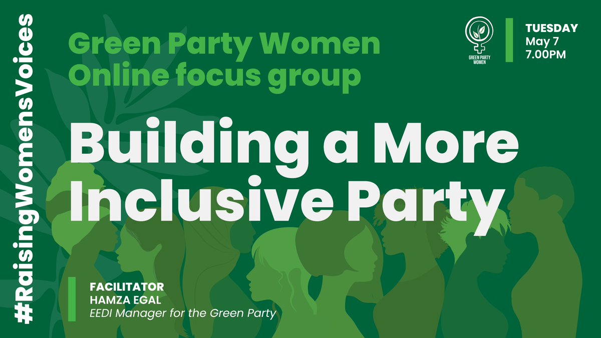 Don't miss out on this great event with @HamzaMOEgal, EEDI Manager for @TheGreenParty. Find out more and register at: women.greenparty.org.uk/2024/05/04/reg… #RaisingWomensVoices