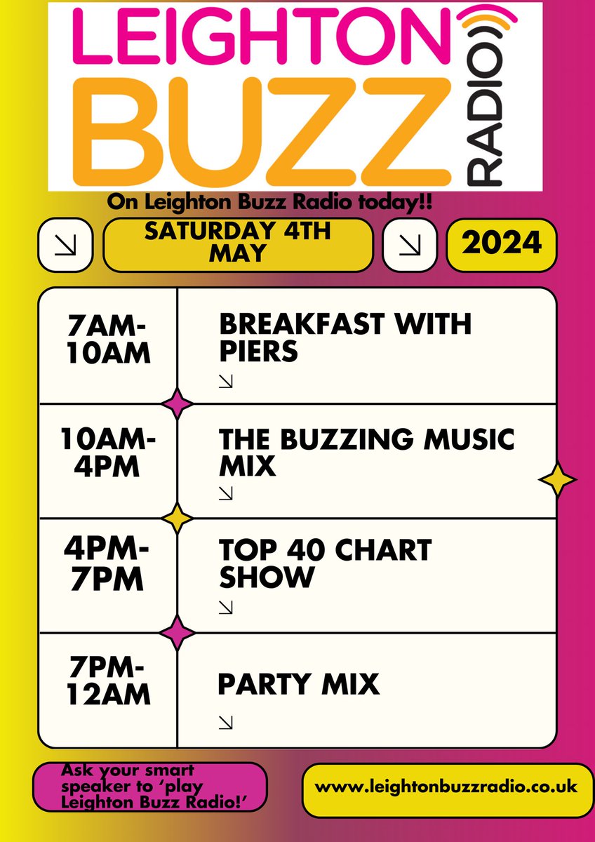 On Leighton Buzz Radio today! 

Don’t miss the Top 40 Chart Show at 4!

Who will be crowned number one? 👀#Top40 #LeightonBuzzard #Bedfordshire #Radio
