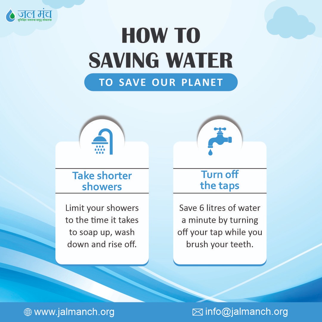 Join the jal Manch to save our planet, one drop at a time! 💧🌍 Take shorter showers and turn off taps to conserve precious water resources. Together, let's make a difference! 

📧 info@jalmanch.org
#JalManch#HealthyPlanet#GoGreenIndia#saveplanetearth#cleanindia#savewatersavelife