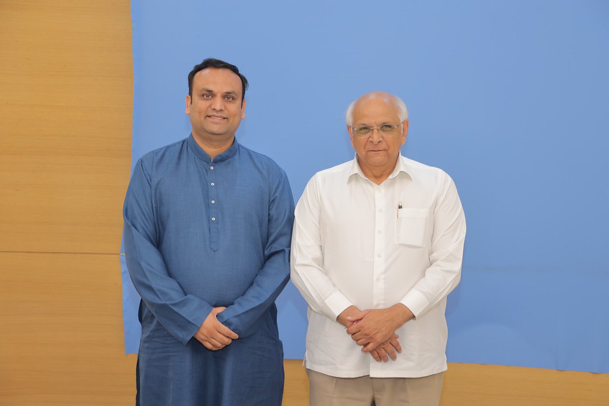 Met with Gujarat CM Shri @Bhupendrapbjp and had discussions about ongoing BJP elections and NRI campaign especially in Australia. Have invited him to visit Australia and strengthen the connections with strong and growing diaspora. @vijai63