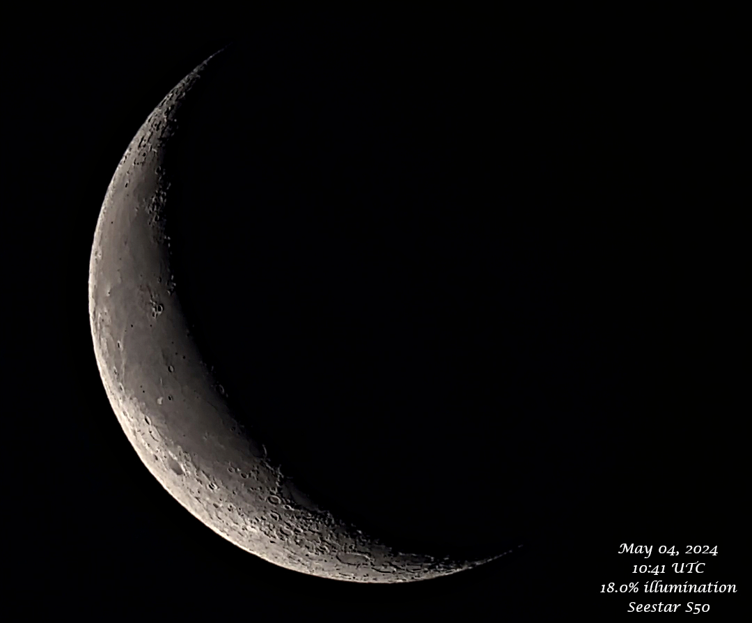 Early morning 18.0% moon taken with @Seestar_astro #Astrophotography #MoonHour #ZWO