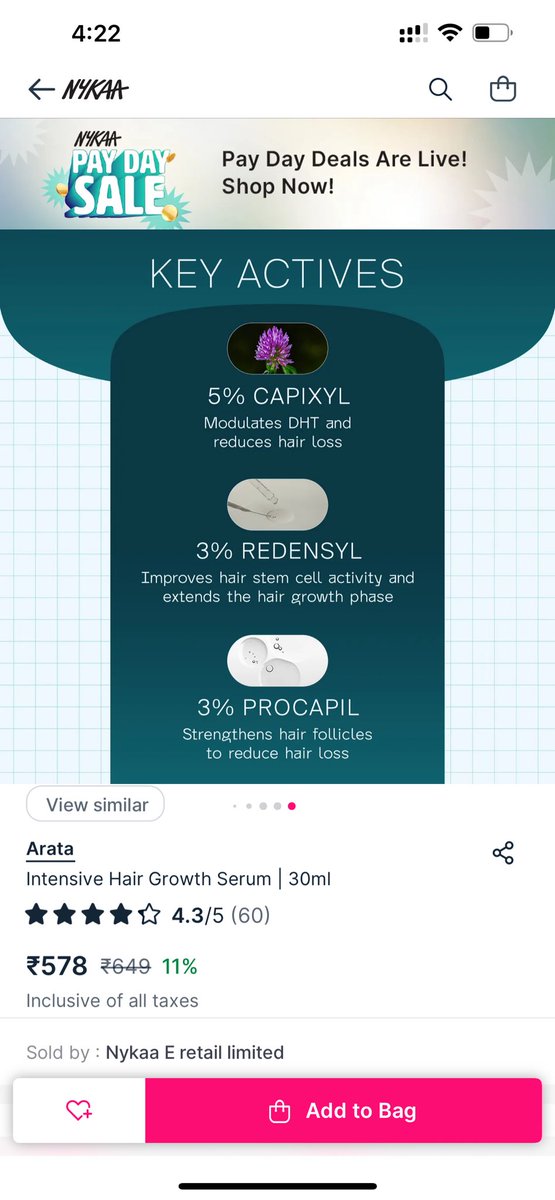 @DhruvMadhok Hi, your hair growth on Nykaa and flipkart shows that it has capixyl but your website says its Kopexil ( which is aminexil ) . 
I guess there is a huge difference in both ingredients.
Can you please check if both products are same or are they different ? @aratadotin