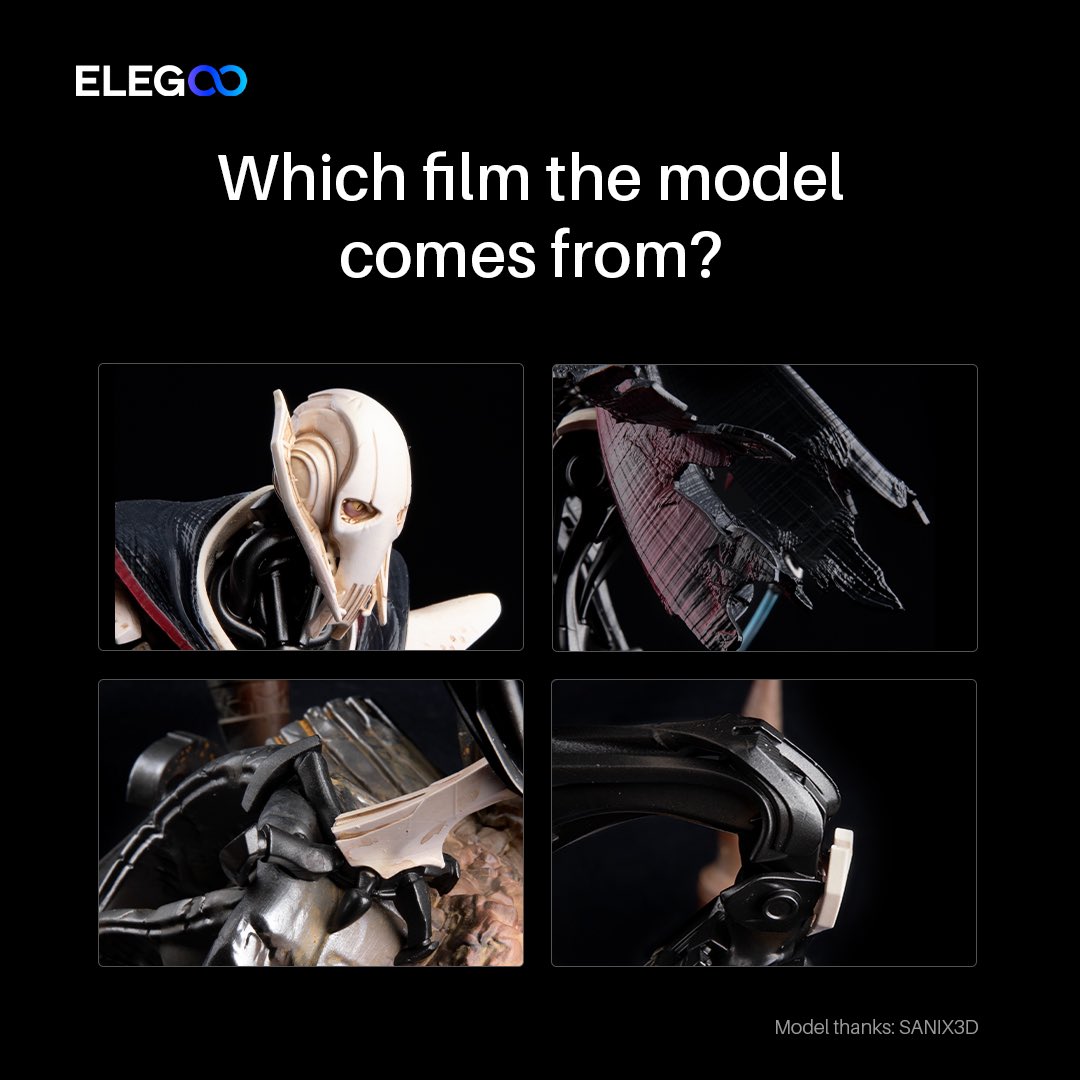 Today is a special day! Let's celebrate together! 🎉

At the same time, we have printed a model with the #ELEGOOSaturn4Ultra LCD 3d printer. Can you guess which movie this model is from?

1. FOLLOW our page. 
2. LIKE, and leave your answer for a chance to win a prize!

Prize?🔥 2