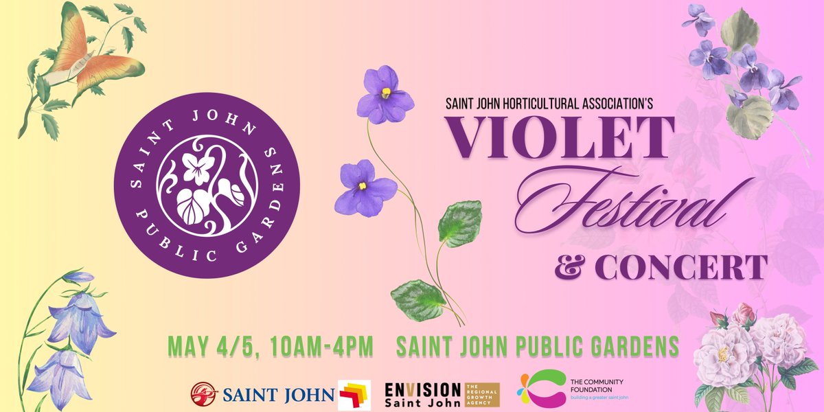 The Violet Festival & Concert starts today! Head to the Saint John Public Gardens today, May 4th and tomorrow, May 5th to browse a variety of plants, flowers, and vendors, and enjoy fantastic musical performances. More info can be found here: facebook.com/events/1186679…