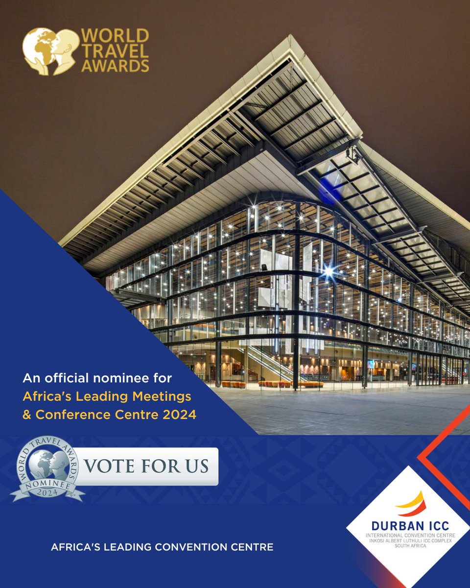 We need your vote to take the title of Africa's Leading Meetings & Conference Centre 2024 at the World Travel Awards! Visit worldtravelawards.com/vote to help your favourite MICE venue shine in the International arena once again!
#DurbanICC #VoteNow #WTA2024