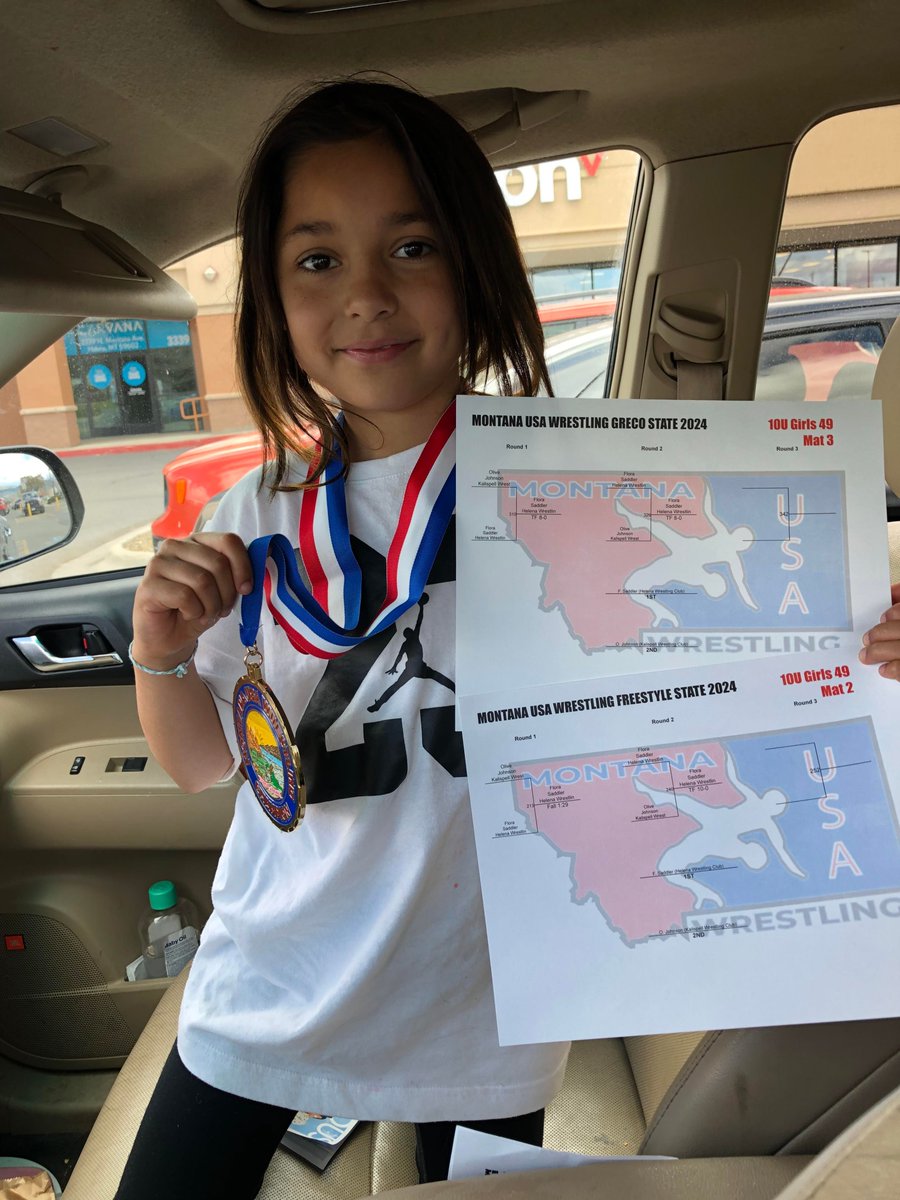 Congrats to Flora saddler, an enrolled member of the Little Shell tribe, who placed first in freestyle and in Greco at state this last weekend for 10U girls 49lbs and now headed to regionals in Utah. #NativePreps
