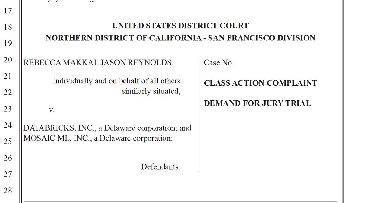 Another day, another generative AI lawsuit, this time against Nvidia and Databricks, who are being sued by writers who are in Books 3. Both Megatron and MosaicML models were trained using the Pile, which contains that dataset. Nvidia complaint: drive.google.com/file/d/1GnHT5l…