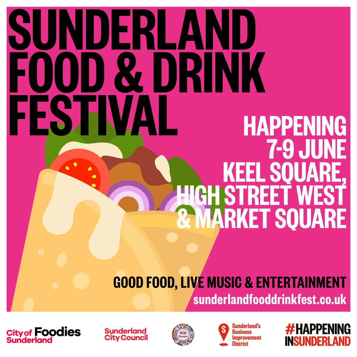 FOODIES! The countdown is ON 🥙 🥗 🍔 Sunderland Food and Drink Festival is #HappeningInSunderland City Centre on 7, 8 and 9 June! Kickstart your summer with some food and some fun in Sunderland... Find out more 👉 orlo.uk/u63nx