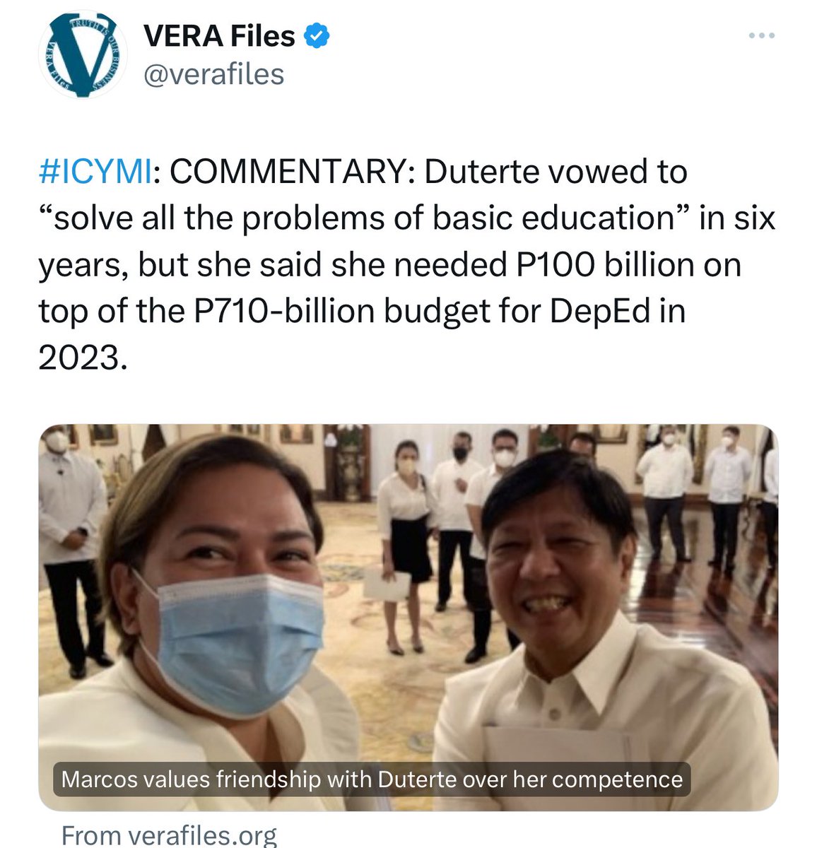 “Marcos Jr is not serious about seeing meaningful reforms in the education sector,” since he continues to reject calls to fire Madumb Lustay. He “values friendship with Duterte over her competence.” 
Well, what can we say? Birds of the same feathers flunk together. Super MALAS…