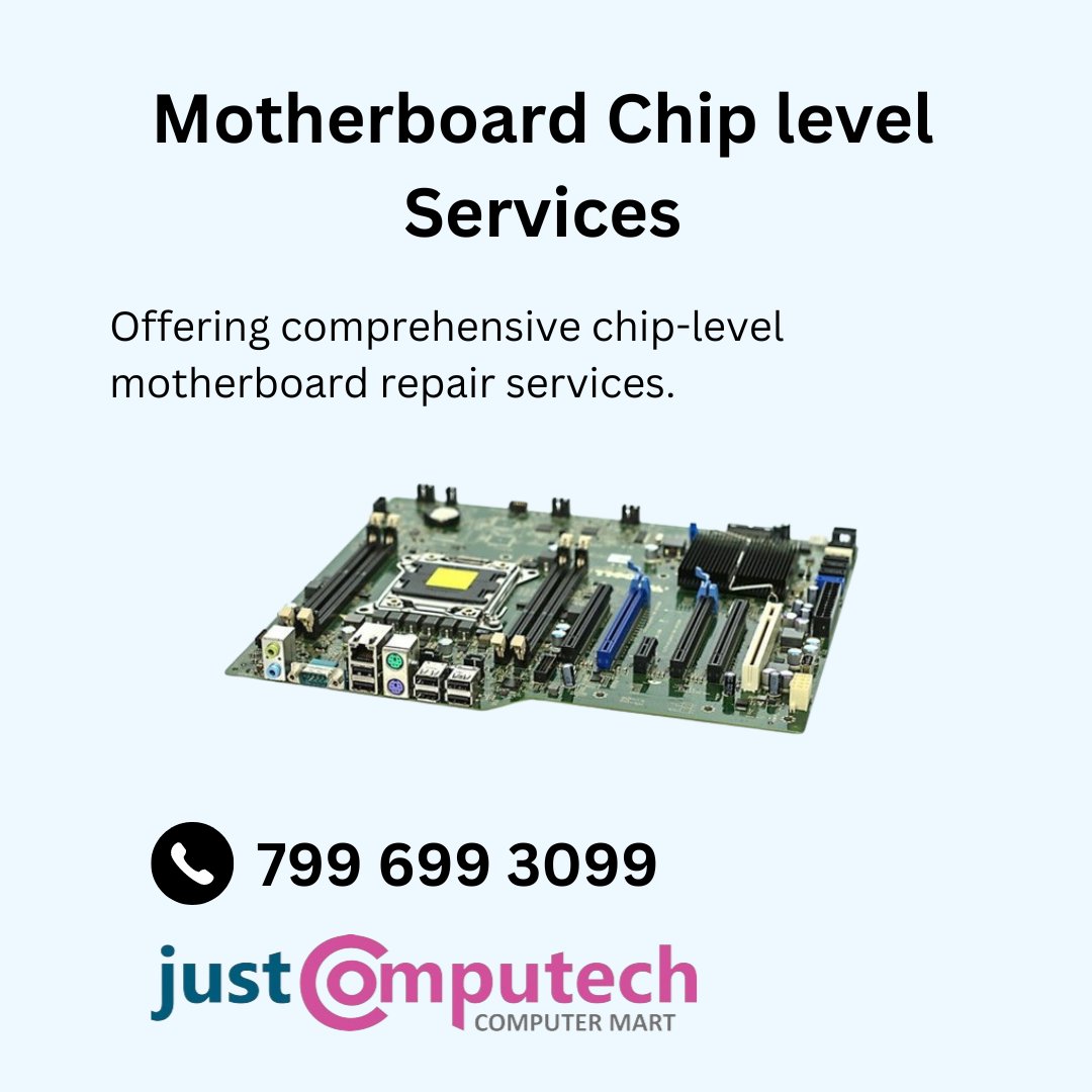 Dive into the heart of your device with our motherboard chip level services! 🛠️💻 From diagnosing intricate issues to expert-level repairs, our team has the skills and precision to revive your tech to its full potential. 

#justcomputech #justinit #tumakuru #MotherboardRepair