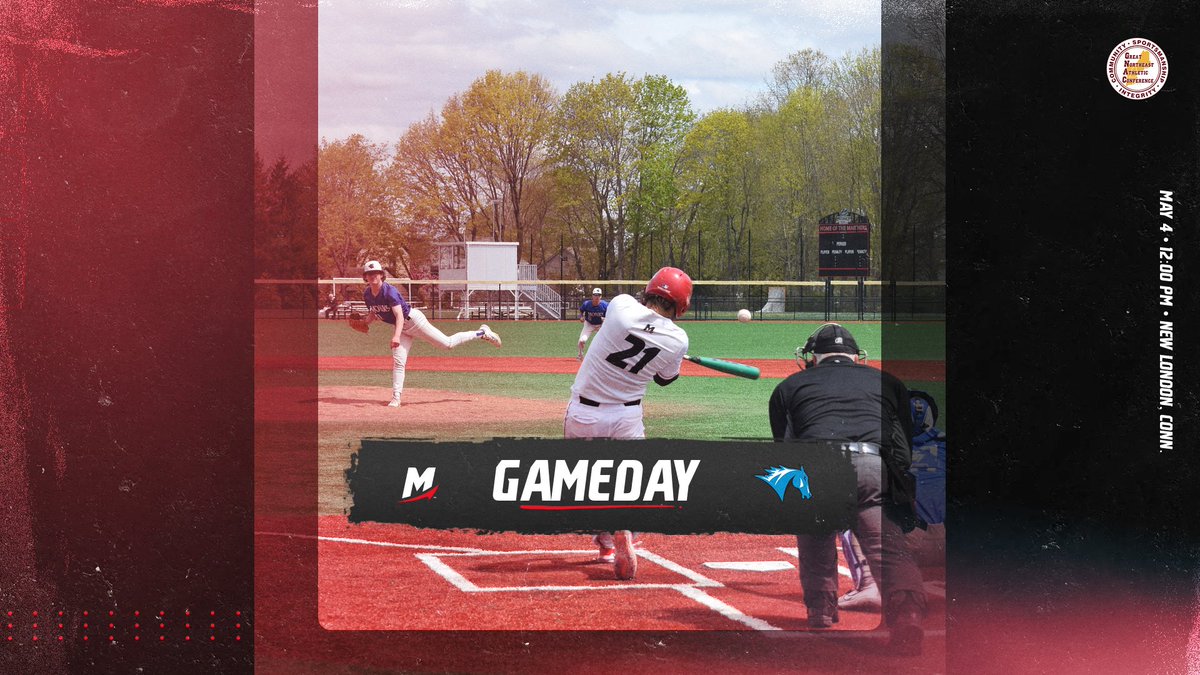 GAMEDAY‼️ After cruising past Saint Joseph's College (ME) on Saturday in the opening game of the @thegnac Tournament, the top-seeded Mitchell baseball team will face fourth-seeded Colby-Sawyer in a winners bracket game at home on Saturday afternoon. #GoMariners ⚾️ #d3baseball