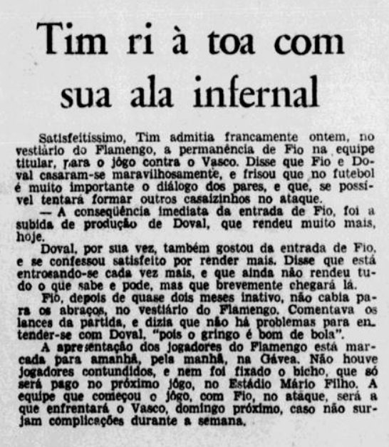 4 de Maio, 1969 🇦🇷🔴⚫ #flahistoria Nosso eterno atacante argentino Narciso Doval marcava seu primeiro gol no #Flamengo, na vitória de 4 a 1 contra a Portuguesa pela 10ª rodada do @Cariocao, 1º Turno ⚽ Onça ⚽ Doval ⚽ Dionísio ⚽ Norival 📰 Jornal dos Sports #FlaCarioca1969