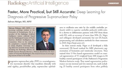 Faster, More Practical, but Still Accurate: Deep Learning for Diagnosis of Progressive Supranuclear Palsy doi.org/10.1148/ryai.2… @BahramMohajer @PennRadiology @PennRadRes #palsy #AI #ML