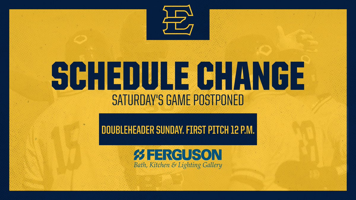 🚨 𝙎𝘾𝙃𝙀𝘿𝙐𝙇𝙀 𝘾𝙃𝘼𝙉𝙂𝙀 🚨 Today's game between ETSU and VMI has been postponed. The two teams will play a doubleheader tomorrow beginning at Noon. #Together #ETSUTough