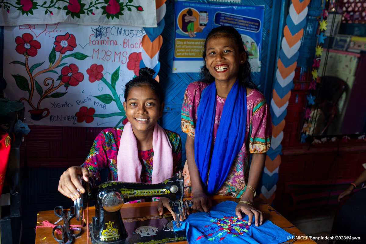 'We are at the Shantikhana every day together trying to learn all we can!' — Jannat Ara, 12 Shantikhana, which means 'place of peace', is what girls like Jannat call @UNICEF's safe space for women and girls supported by @KfW_FZ_int @BMZ_Bund in the Rohingya refugee camps.