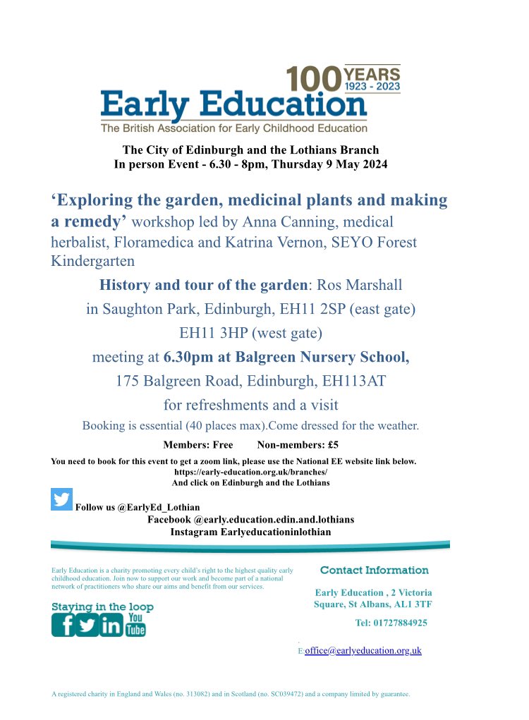 Fantastic Outdoor Learning event for early educators in Edinburgh & Lothians this Thursday - book via link early-education.org.uk/news/events/