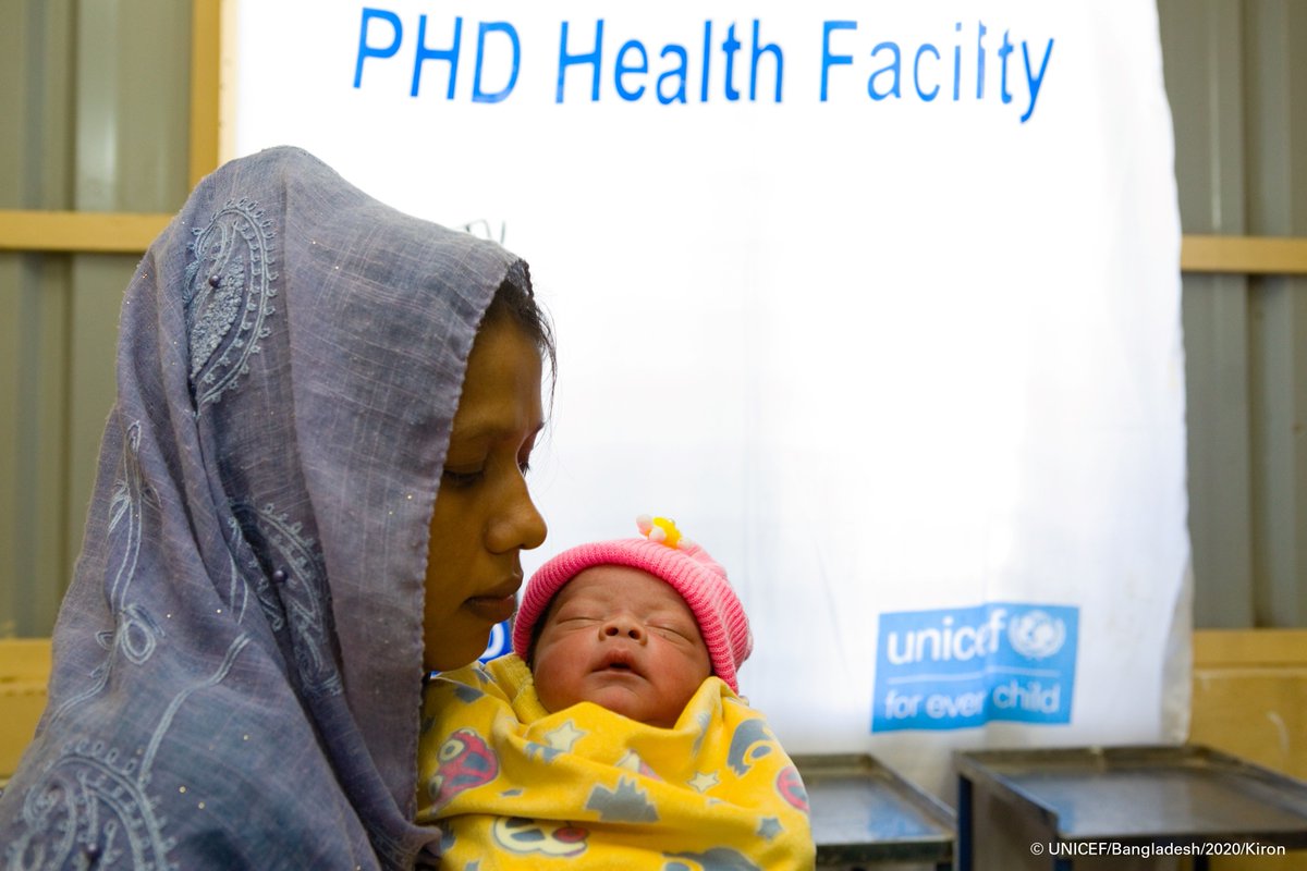 'I could not be more grateful to the health workers for their support during the difficult birth of my baby.' Shakila & mothers like her living in the Rohingya refugee camps are able to access antenatal & postnatal healthcare services 24/7 at @UNICEF primary healthcare centres.