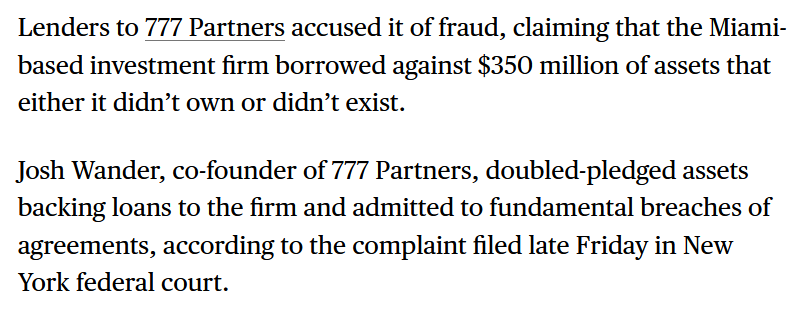 We're all a bit inured to stories about 777, but this one isn't a concern about cashflow difficulties or historical drug trafficking or risky investment strategies or dubious business practices. These are allegations of one of the most basic and oldest forms of fraud.