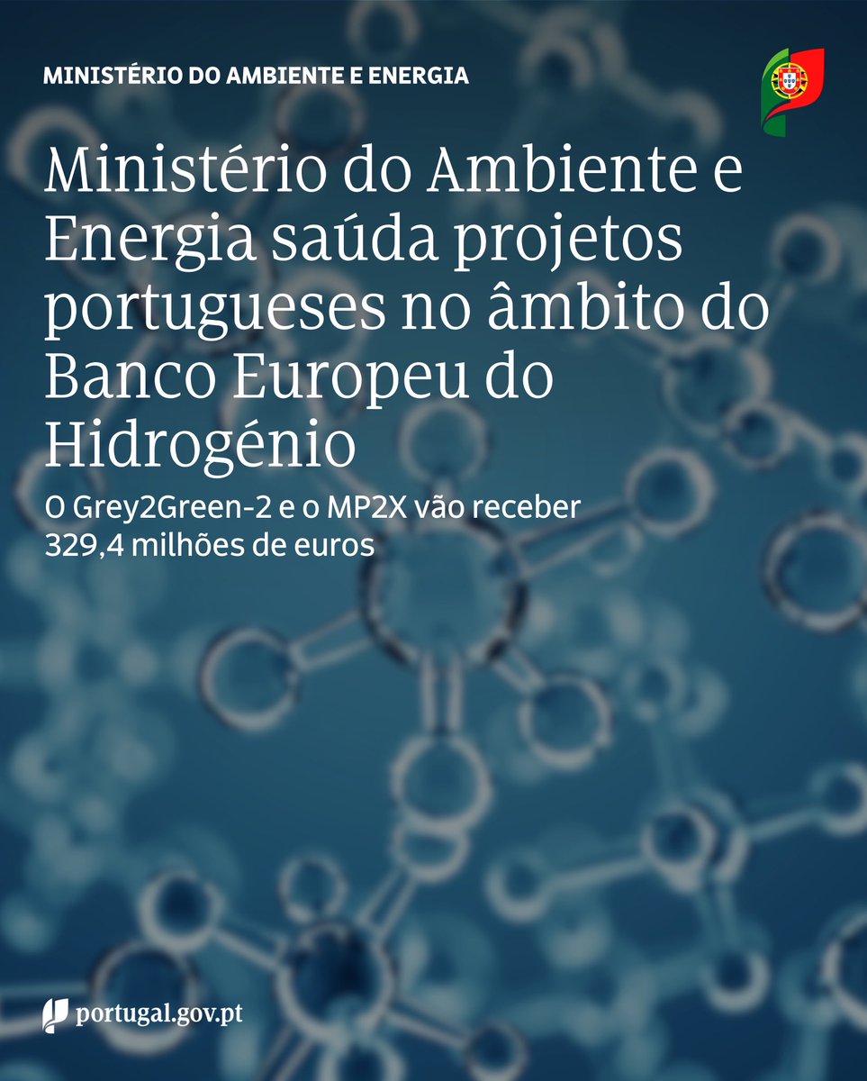 O Banco Europeu do Hidrogénio vai apoiar sete projetos, entre eles, dois portugueses, com cerca de €720 milhões de euros. O Ministério do Ambiente e Energia saúda o Grey2Green-2 e o MP2X e está confiante de que as candidaturas portuguesas cumprirão os encargos assumidos.