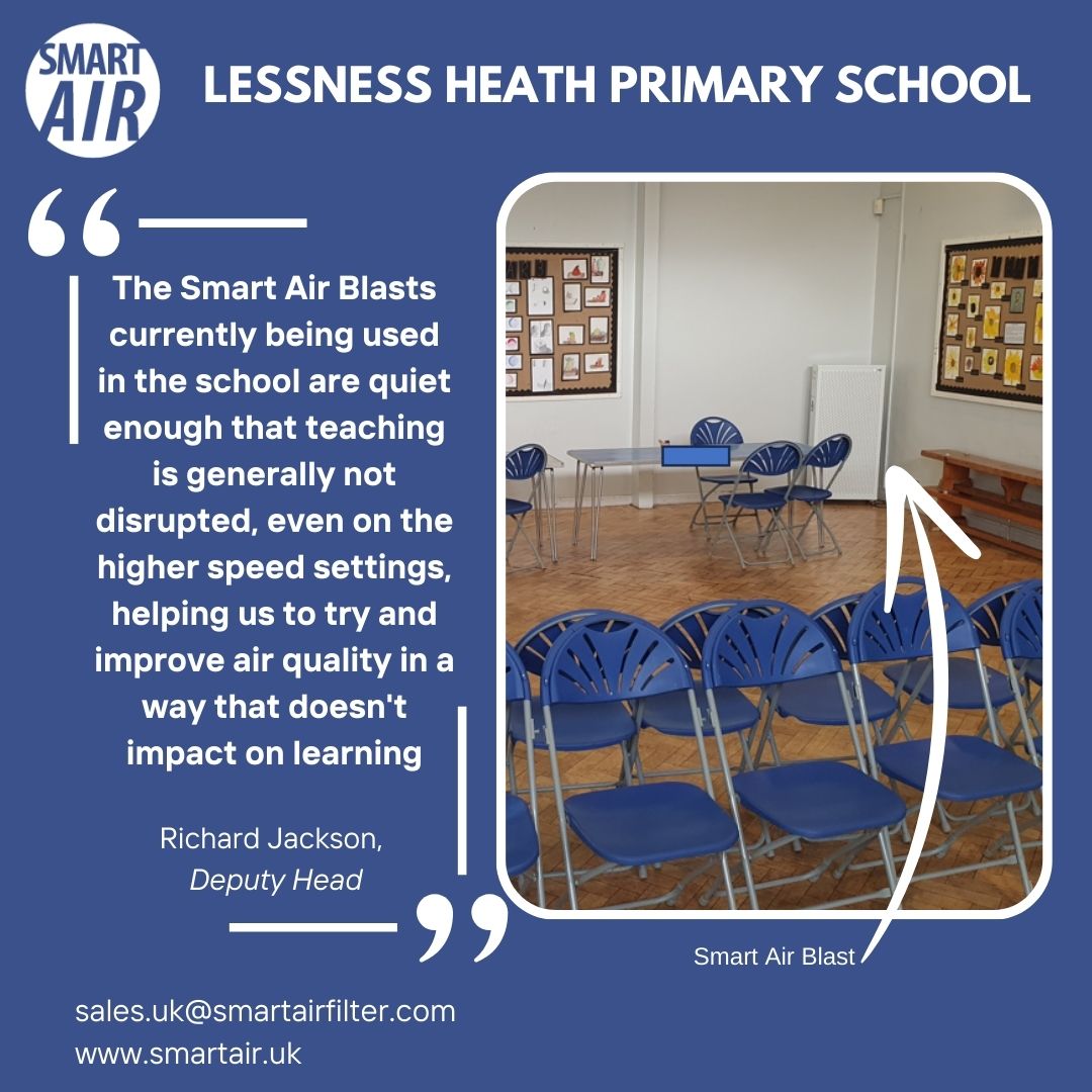 📢Exciting news! 🗞️ Our Blast purifier was spotted at Lessness Heath Primary School, enabling students and staff to breathe cleaner, filtered, air💨✨ #SmartAirBlast #CleanAir #education #headteacher @Lessnessprimary