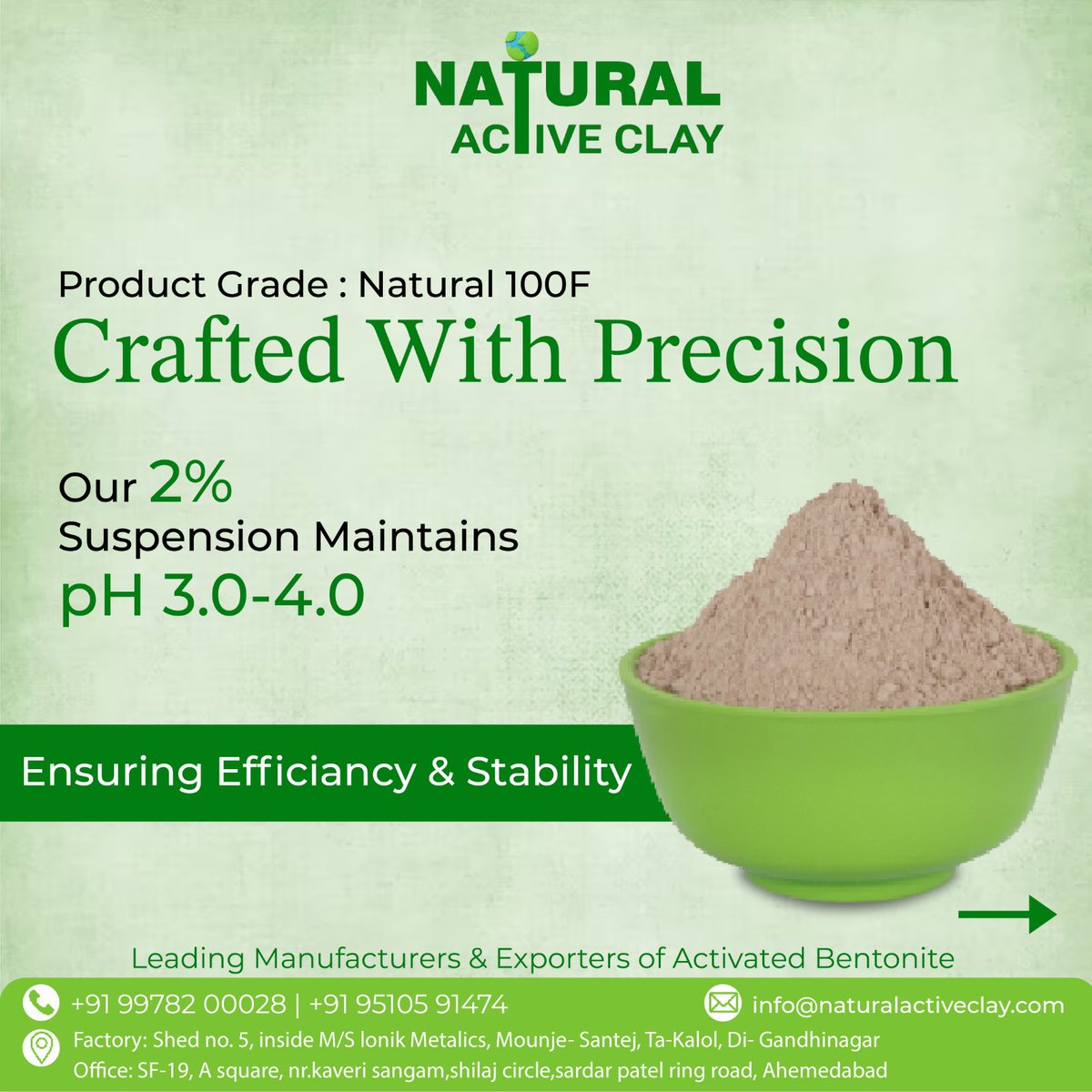 Experience nature's precision! Our 100F natural-grade product crafted with 2% suspension ensures pH 3.0-4.0 for ultimate efficiency and stability.
#NaturalProducts #PrecisionCrafting #EfficiencyGuaranteed #StableFormula #pHBalance #ProductQuality #NaturalIngredients