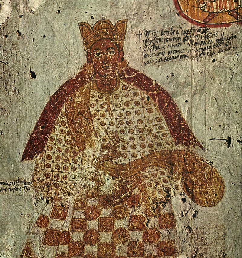 Peinture murale de Faras représentant le roi Moïse Georgios (1155-1190), qui régna probablement sur la Makurie et l'Alodia et qui affronta Saladin au début des années 1170.