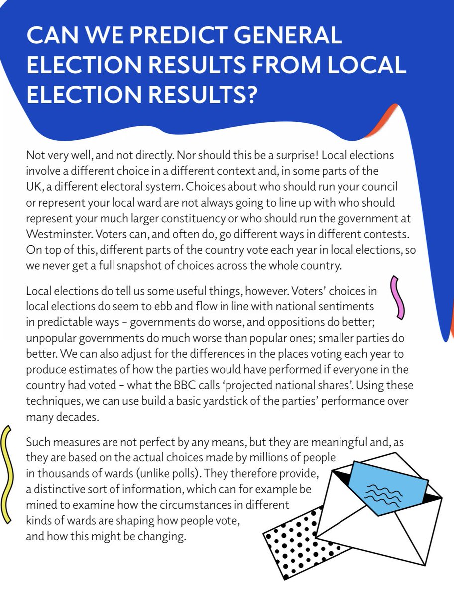 Quick reminder (from our @UKandEU polling guide!) about what we can and can’t tell from local election results…