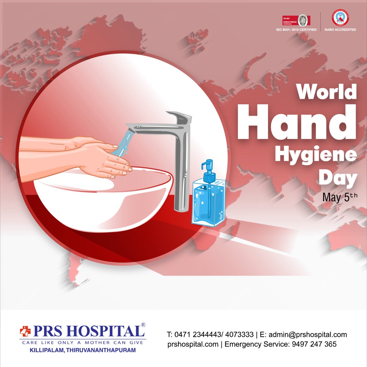 'Clean hands, healthy world! Celebrating World Hand Hygiene Day today and every day.
#CleanHandsSaveLives #prshospital #worldhandhygieneday #besthospital #hygiene'