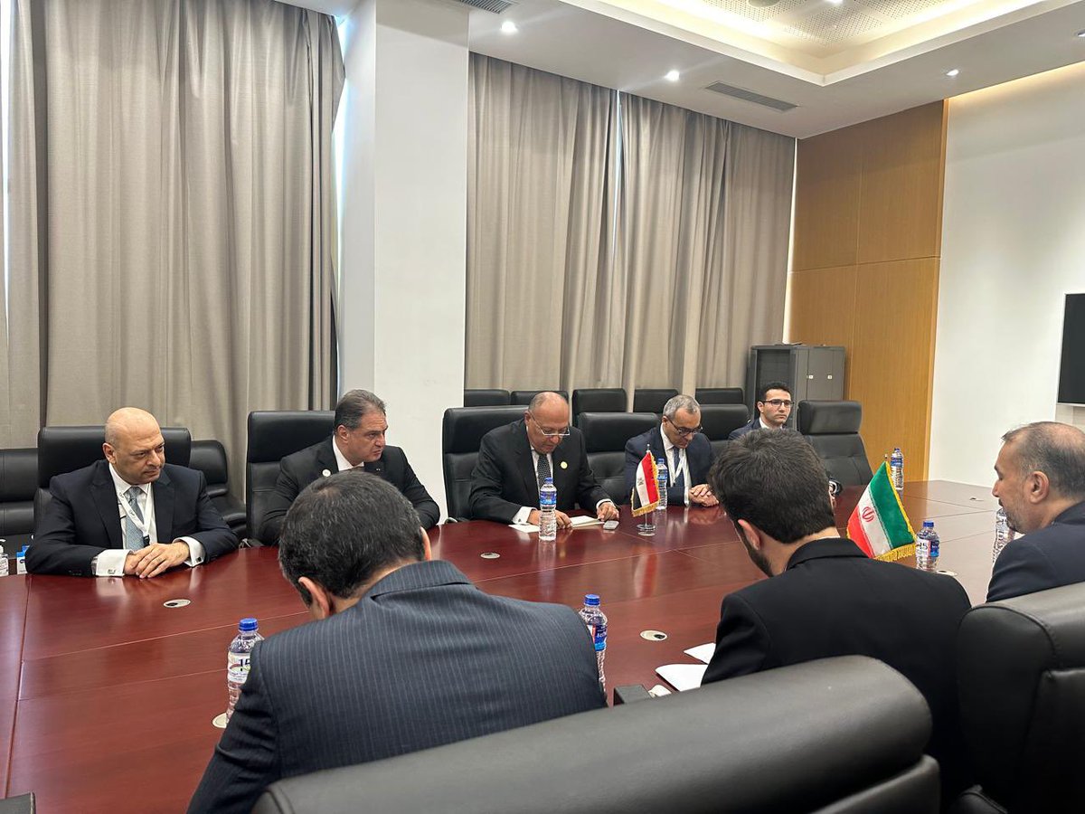 📍 Banjul, Gambia|

FM Shoukry meets with Iran’s FM @Amirabdolahian on the margins of #OICSummitBanjul…🇪🇬🇮🇷Ministers discussed key issues on the Agenda of the Summit and ongoing efforts to stop the current war in #Gaza

@IRIMFA_EN
@OCI_OCI