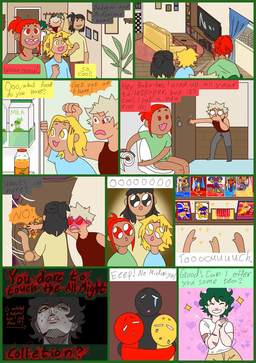 My butt hurts and this is the first time bkdk have non family guests over, anyway, don't touch the All Might limited edition collection.
Pecae
#mhafanart #bkdk