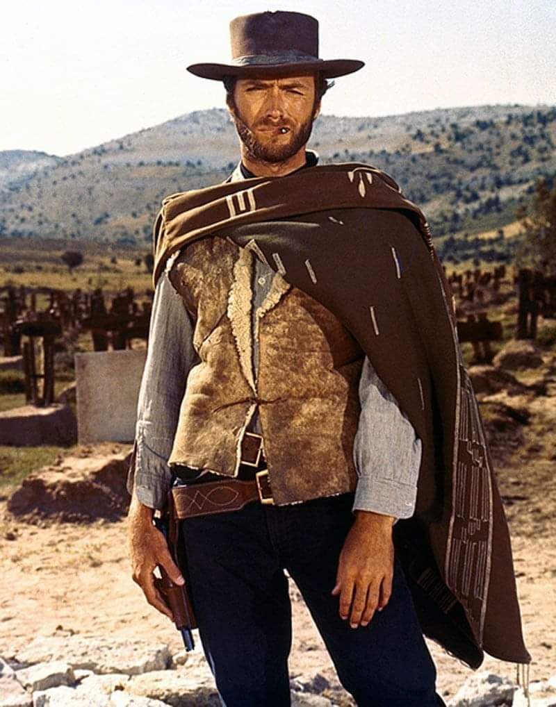 Clint Eastwood and his famous poncho in the film 'A Fistful of Dollars' (1964)