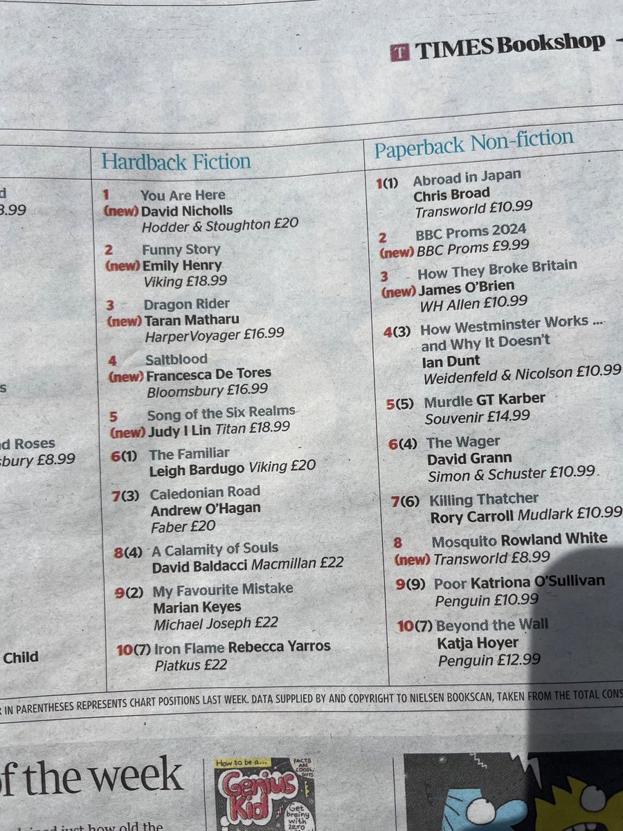 Love to see two of my authors in the Saturday Times chart! @TaranMatharu1 @FrancescaHaig