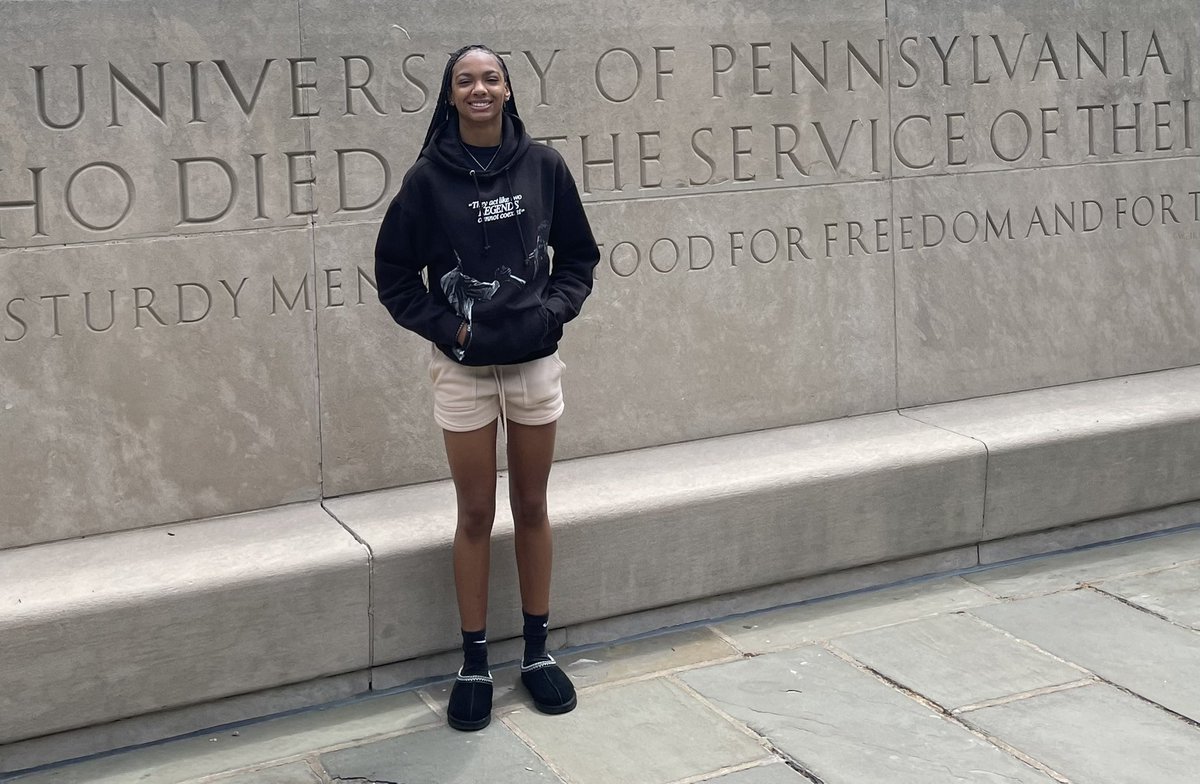 I had an amazing time on my official visit to <a href="/PennWBB/">Penn Women's Basketball</a> 
Thank you <a href="/MikeMcLaughli/">Mike McLaughlin</a> , <a href="/CoachK_Killion/">Kelly Killion</a> , <a href="/CoachArob13/">CoachArob</a> , <a href="/CoachG_PENN/">Andre Gibbs</a> , and Coach Woods, thank you sincerely for hosting me and my family. We had an awesome time. <a href="/Bouncenation_J/">BounceNation_Fbc</a> <a href="/WoodwardBBall/">Woodward Basketball</a>