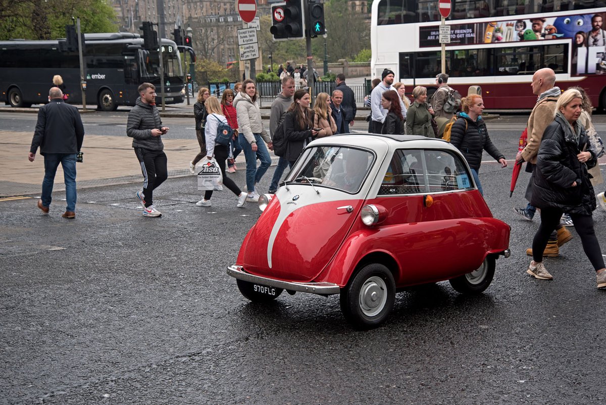 Spotted today crossing Princes Street at the foot of The Mound - a 1959 BMW Isetta 300  - I looked it up on the DVLA site because I know absolutely nothing about cars! 
#Edinburgh