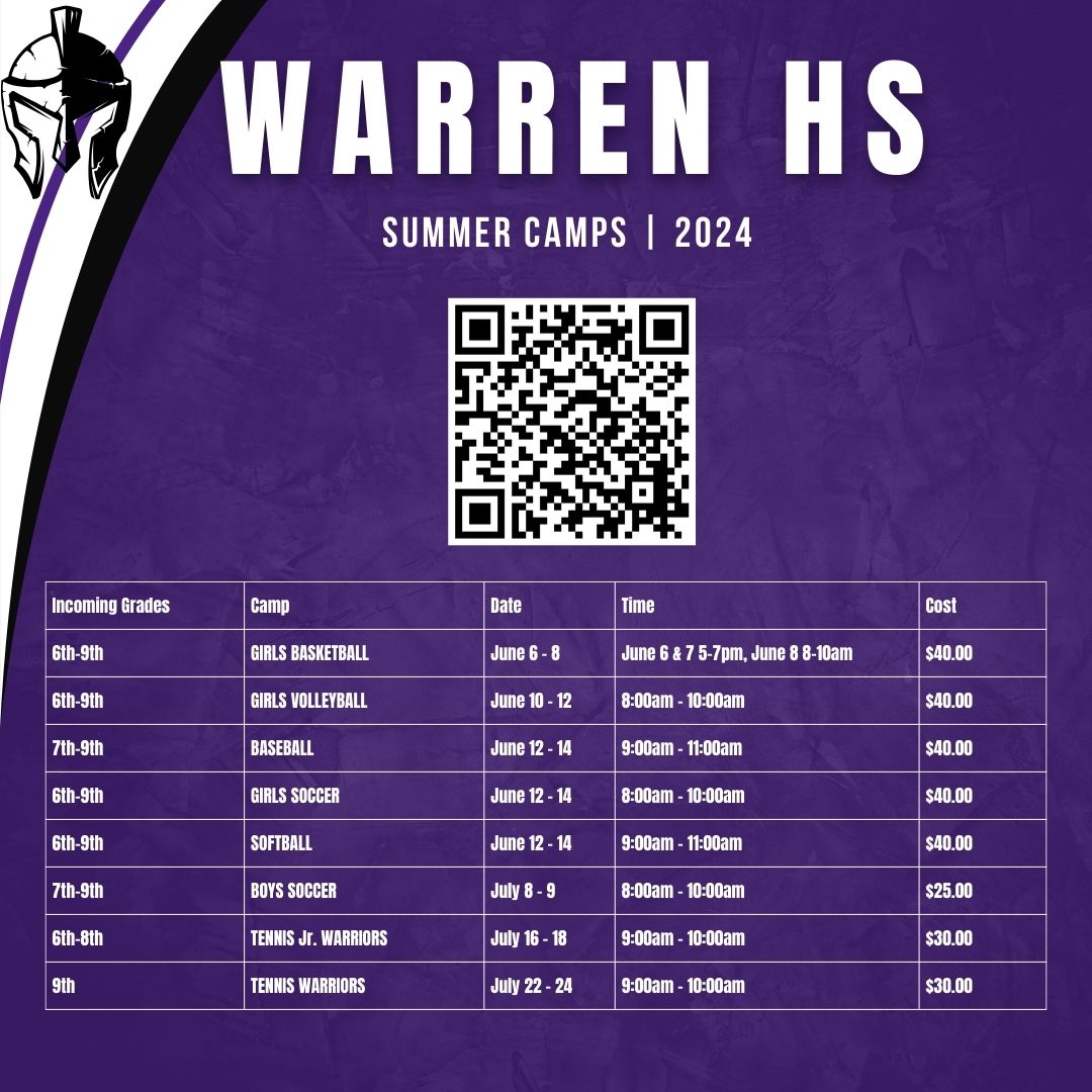 Future Warriors: Here is the qr code and list of Warren Camps that you can sign up for online at nisd.net/tickets. @JordanNISD @NISDRabaES @NISDEvers @NISDCarlosCoon @NISDMyers