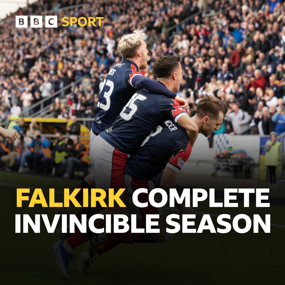 Falkirk have completed the entire Scottish League 1 season unbeaten.

27 wins✅
9 draws⭕️
0 defeats❌

#BBCFootball