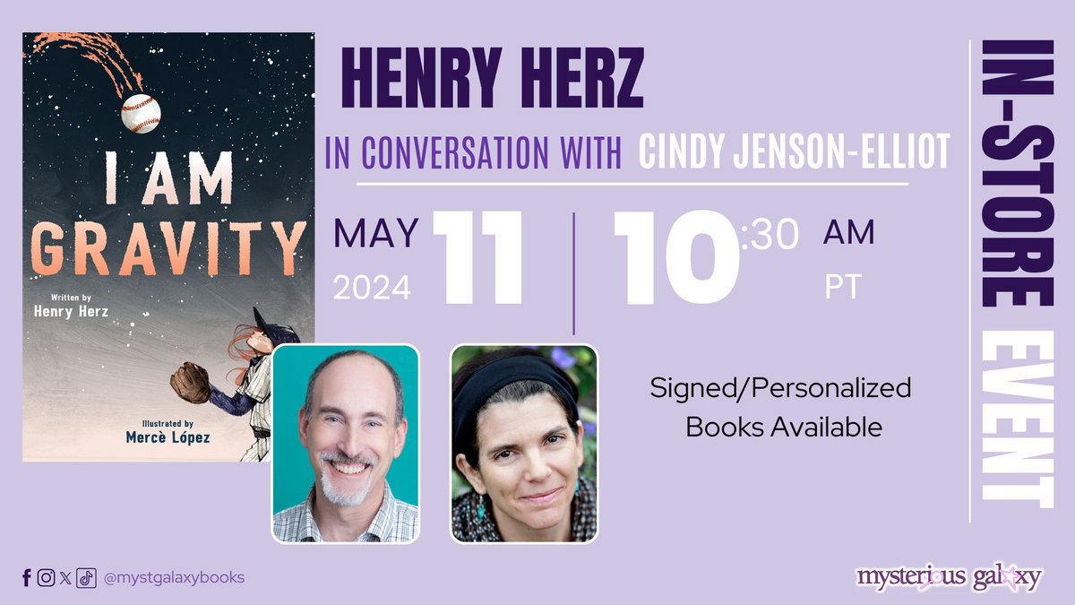 On Saturday, May 11th, 2024 at 10:30 AM PT, we're hosting an In-Store event with @HenryLHerz - in conversation with @@CJensonElliott - to discuss I AM GRAVITY! Signed and personalized books available! @tilburyhouse For more information & to register -> buff.ly/3TmG24u