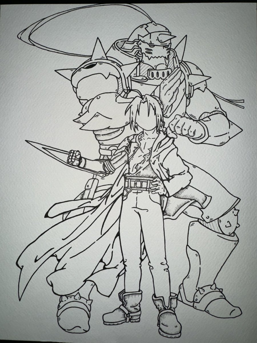 Fullmetal alchemist- Edward & alphonse 
Media-fineliner
App- IBispaintX
Size- A4 

Thicker outline and crosshatching 

#art #ArtistOnTwitter #artist #drawing #drawingart #anime #AnimeArt #fullmetalalchemist #FMA #fma #edward #alphonse #alphonseandedward #fullmetalalchemistart