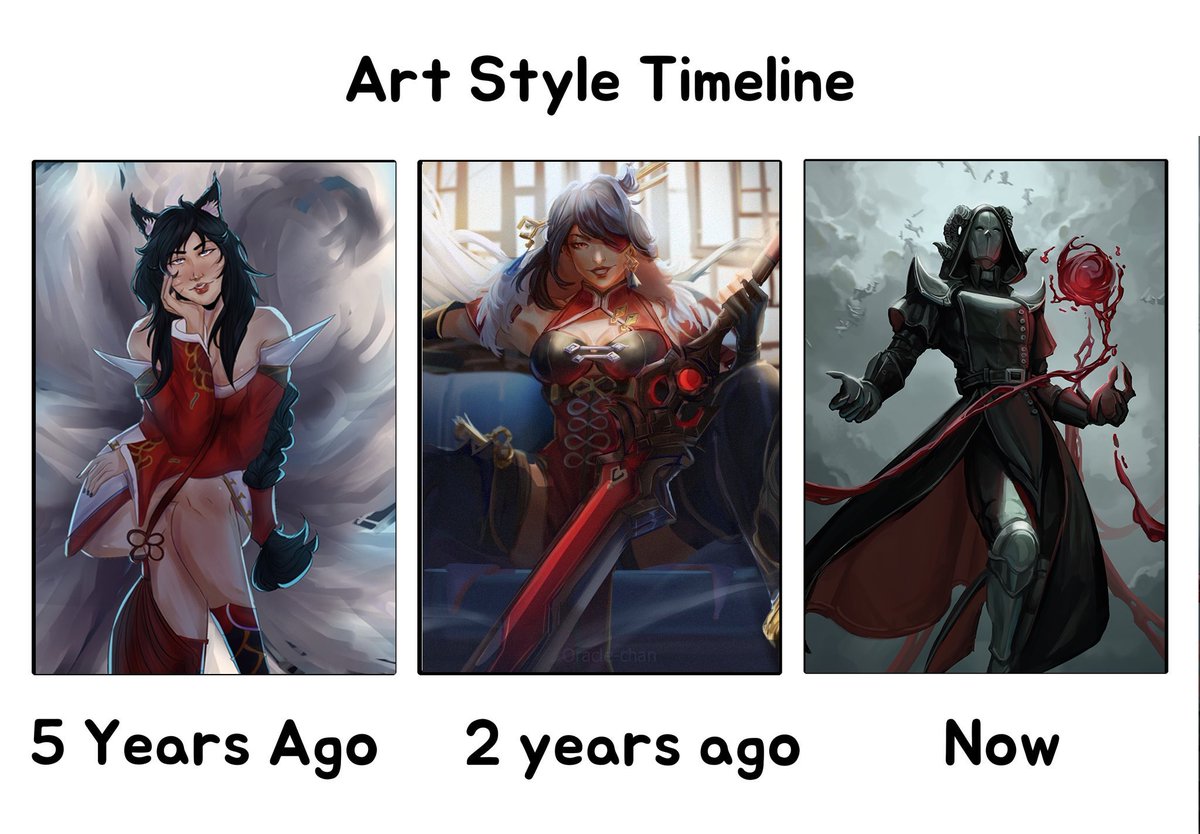 I think I forgot to post this meme but here’s my art style timeline!