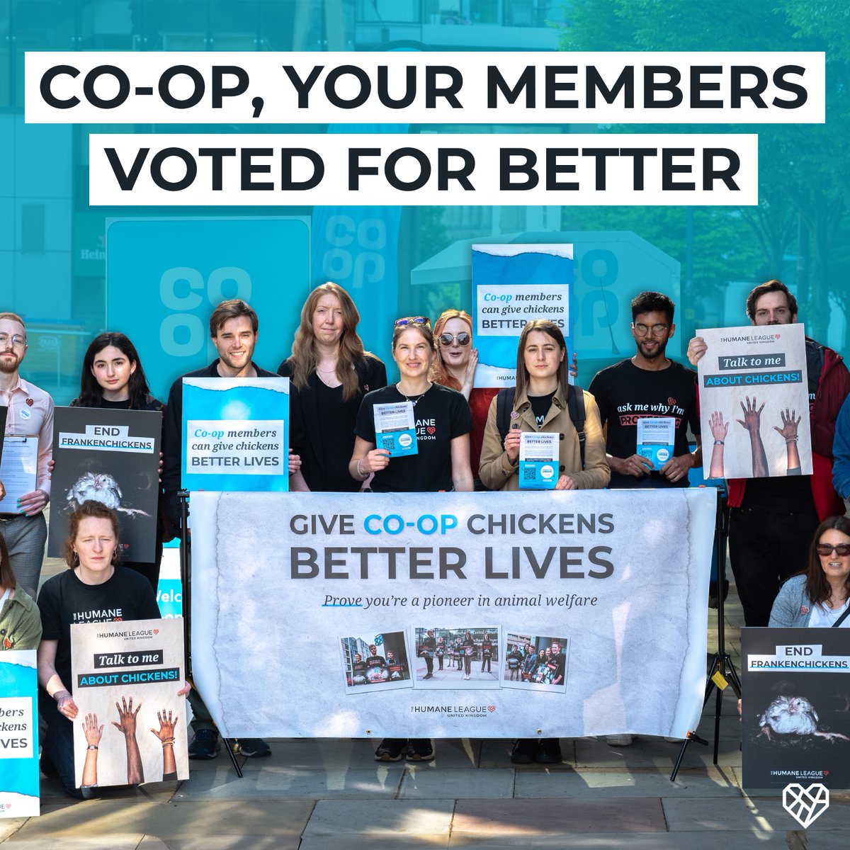 'Better lives' means the FULL Better Chicken Commitment, @coopuk. By only giving chickens a bit more space, you're still causing suffering. They will still be unable to stand, their skin will still burn from lying in their own waste. You MUST end the sale of fast-growing breeds.