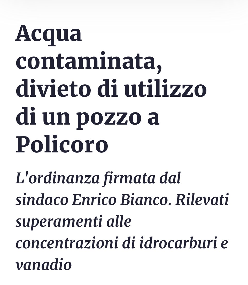 Acqua avvelenata dai criminali petroliferi in #Basilicata 👇⁦@fattoquotidiano⁩ ⁦@XrItaly⁩ ⁦⁦@XR_BSE⁩ ⁦@fffitalia⁩ ⁦@Valori_it⁩ ⁦@AcquaBeneComune⁩ ⁦@Radiondarossa⁩ ⁦@GuerrigliaInfo⁩ ⁦@Aramcheck76⁩ ⁦@notav_info⁩