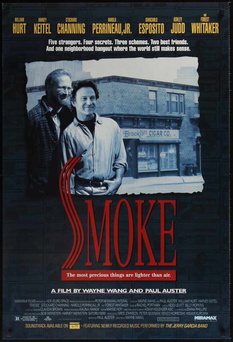 Aquí se puede ver completa “Smoke” (1995), la hermosa película dirigida por Wayne Wang que marcó la incursión de Paul Auster en el cine como guionista (advierto que está doblada al español): bit.ly/3UogDXv.