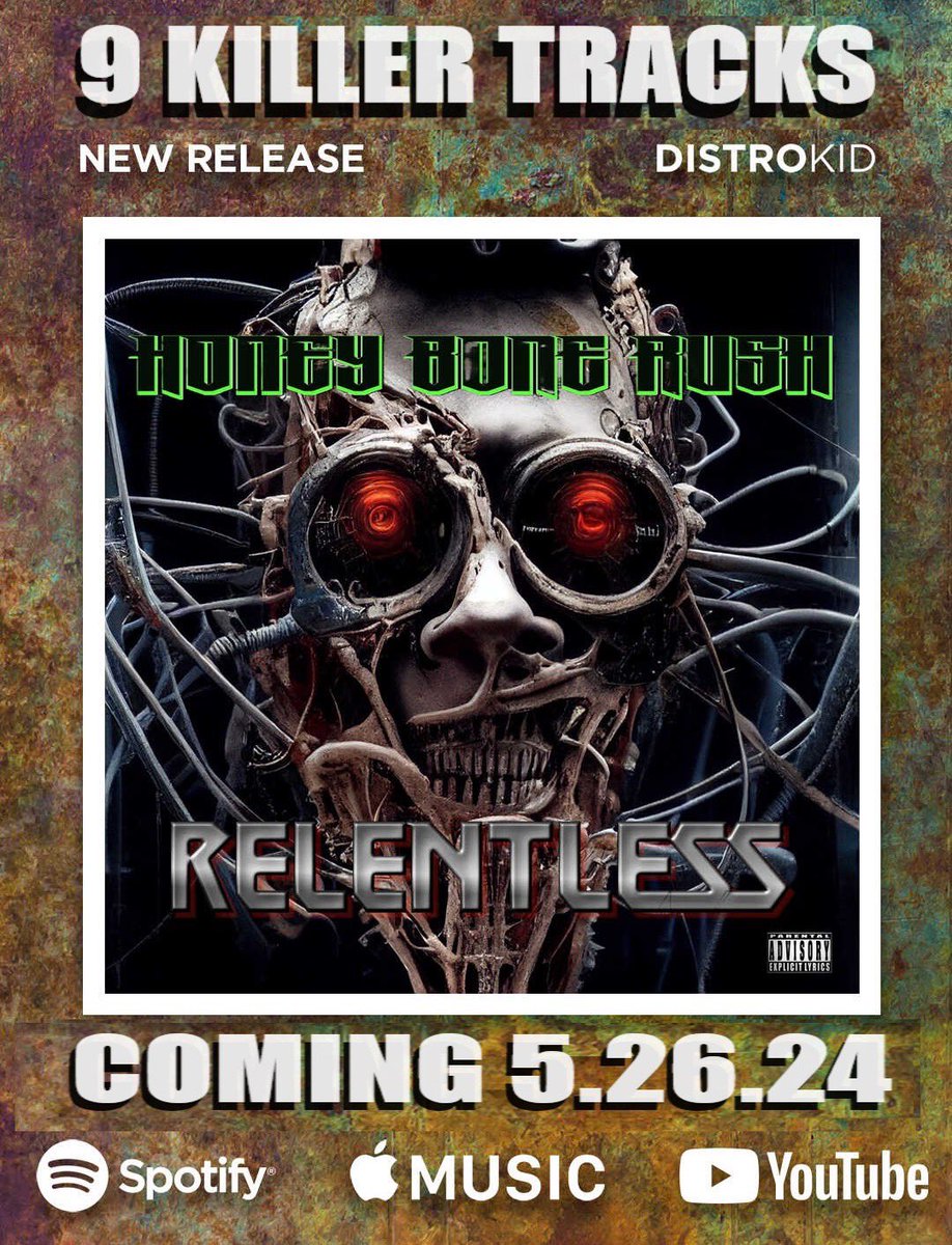 💀COMING MAY 26th! 🤘 New compilation album with 3 new tracks! #HoneyBoneRush #Relentless Includes: What Lurks In The Shadows, Worms (Featuring an @AdamH1966 solo), and Black Heart Woman!