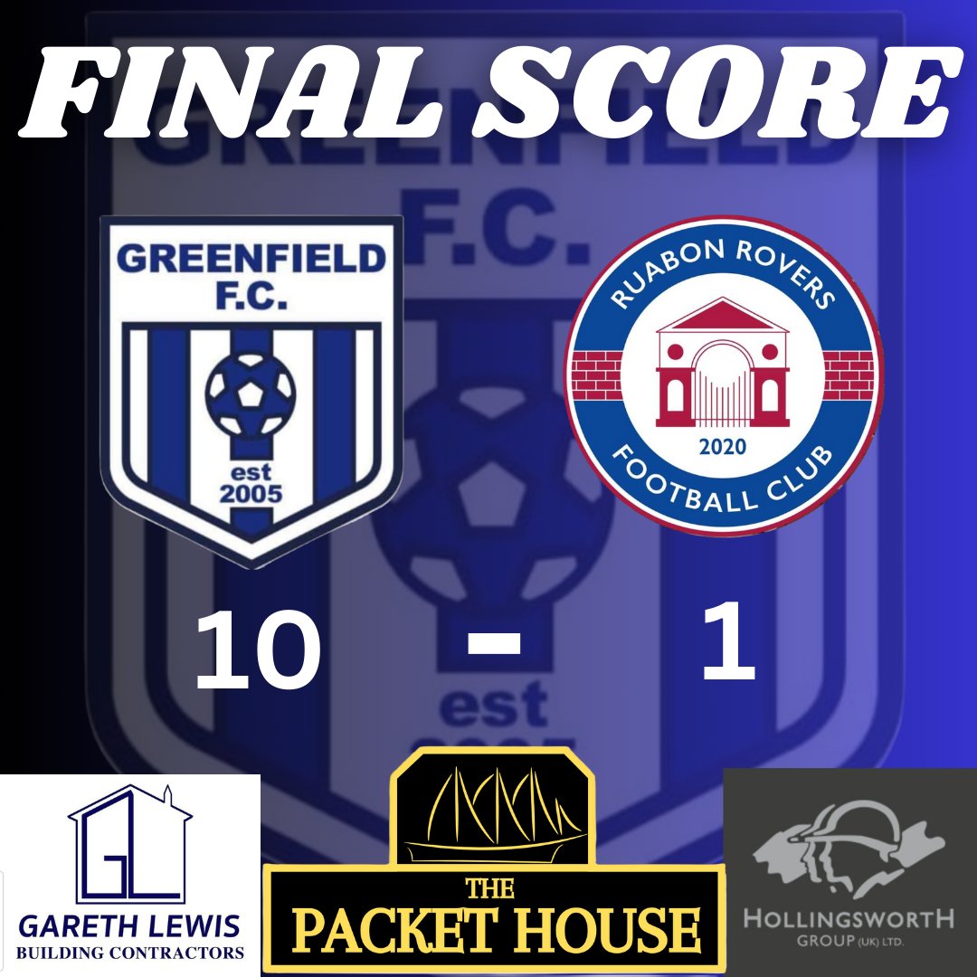 @Greenfieldfc hit double figures this afternoon BUT huge respect goes to Ruabon Rovers, With only 8 players taking to the field for the away team The effort and determination of the players was a credit to them and at times you wouldn't of known they were outnumbered,