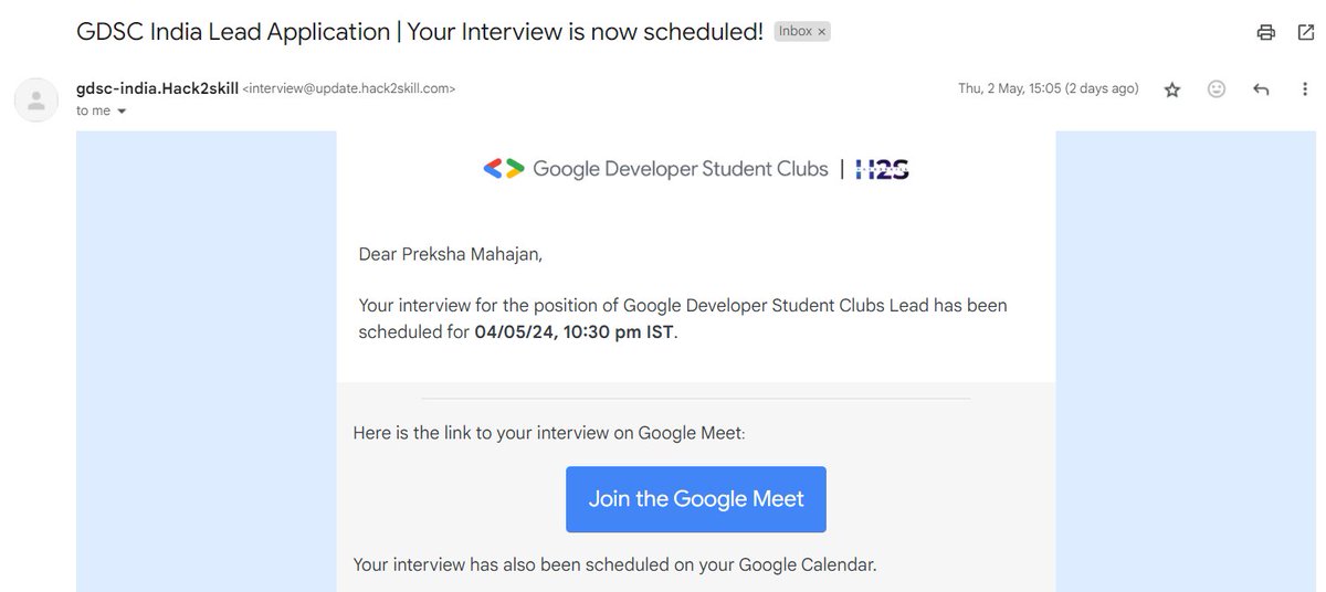 40 mins left for the interview! 🤞🏻

#GDSC #Interview #TechTwitter