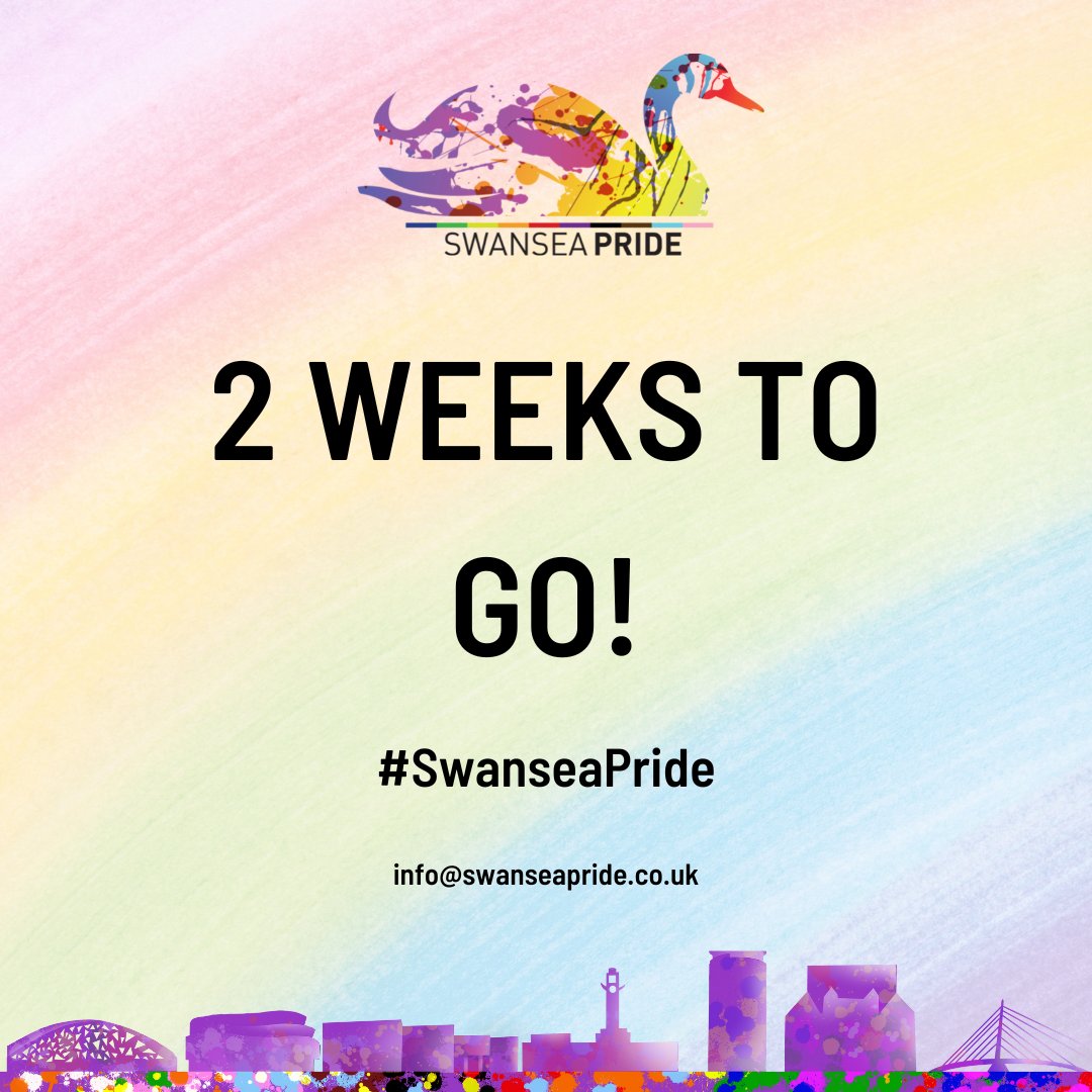 🏳️‍🌈 2 WEEKS TO GO! 🏳️‍⚧️ It's officially 2 Weeks until our big day!! 🥳🎊🎉. Who's getting excited for #SwanseaPride2024!? 🏳️‍🌈 We cannot wait to bring you the most #FABULOUS Pride #celebration ever! ☺️ Remember to save the date: Saturday 18th May! Swansea, it's time to get PROUD!