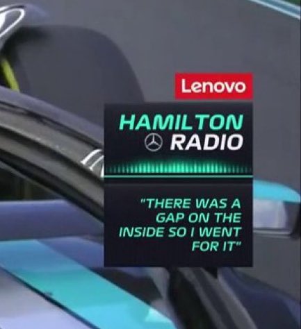 I am not watching, I don’t know what happened but 'If you no longer go for a gap that exists, you are no longer a racing driver'. Lewis is innocent