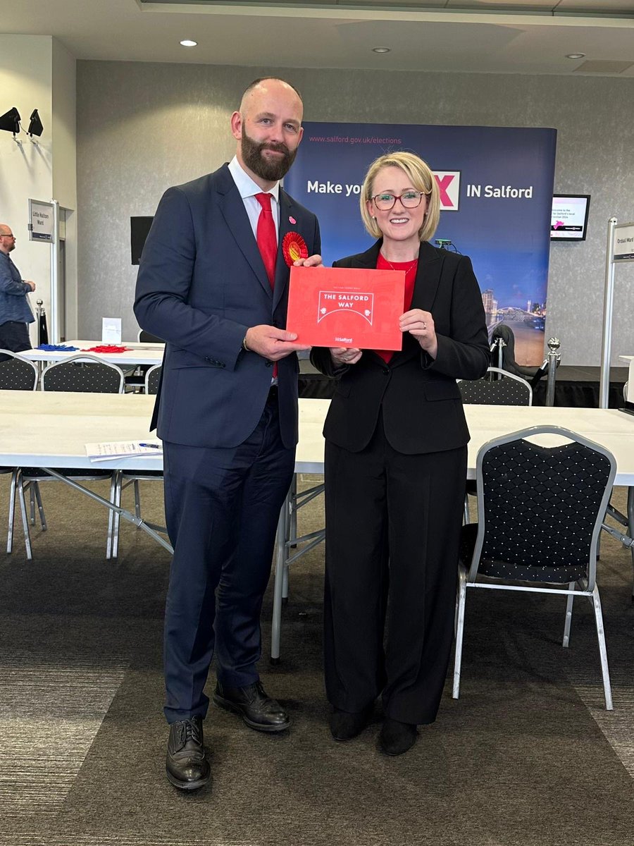 Fantastic result today as @salford_mayor re-elected as Salford City Mayor by the lovely people of Salford. Looking forward to seeing more groundbreaking policies from Paul and the team @SalfordLabour, fighting for Salford and doing things ‘the Salford Way’ 🥰