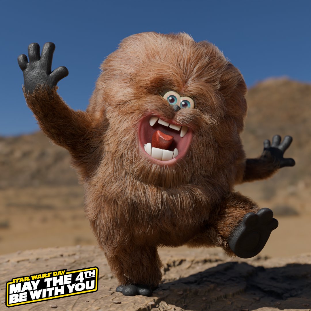 It’s #starwarsday here is a friendly #wookie inspired by the art of @ScruffyDom I did as a #fur #grooming and #lookdev exercise
Have fun and #maythe4thbewithyou